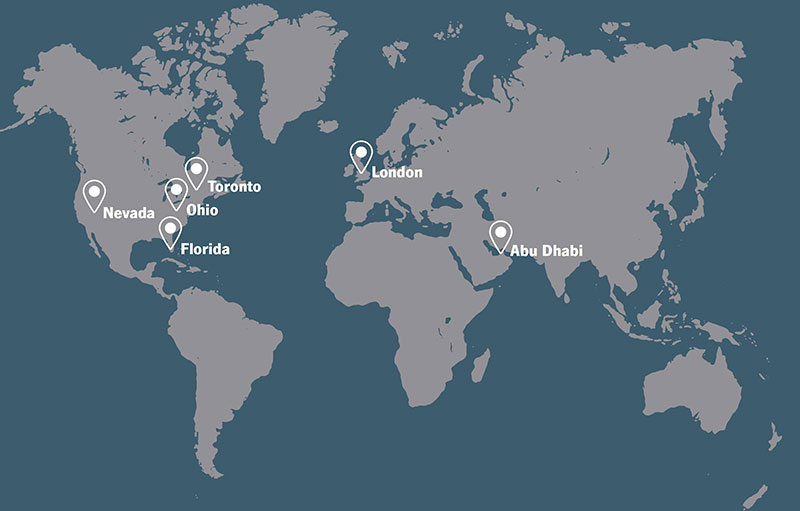 地图显示了克利夫兰诊所在世界各地的位置。