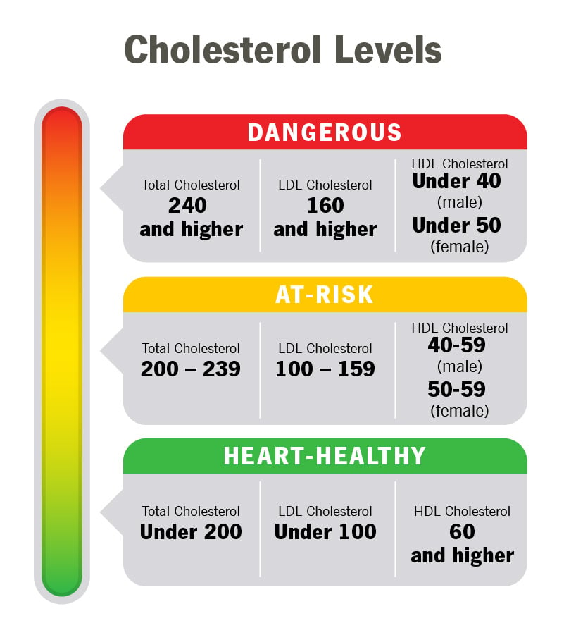 显示心脏健康、危险和危险胆固醇水平的信息图表。